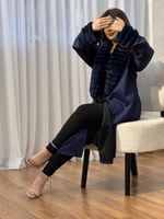 فروه شتوي نسائي ميدي لون كحلي