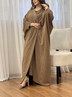 بشت نسائي مقلم خرز لون جملي