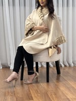 شال نسائي شتوي قصة فراشة لون بيج