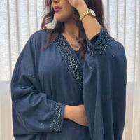 بشت نسائي مقلم خرز لون كحلي