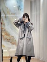 فروه شتوي نسائي ميدي لون رصاصي