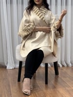 شال نسائي شتوي قصة فراشة لون بيج