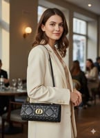 شنطة جلد نسائية تصميم كلاسيك اسود