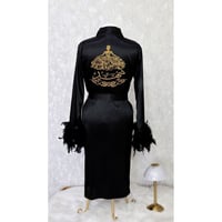 روب عرايس ميدي بأكمام ريش بألوان متعددة