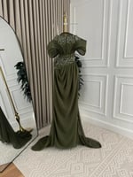 فستان سهره زيتي مطرز