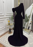 فستان سهره ليلكي مخمل كوري