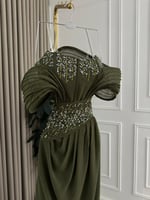 فستان سهره زيتي مطرز