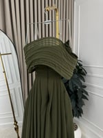 فستان سهره زيتي مطرز