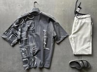 تي شيرت بيريزي رمادي + بنطلون ابيض خامات تركيه