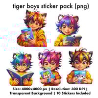 حزمة ملصقات أولاد بلباس نمر (PNG)