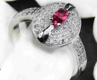 خاتم نسائي مطلي بالفضة ومزين بالزركون مقاس 7.25 أم...