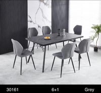 طاولة طعام 1+6 GREY BLACK YY10