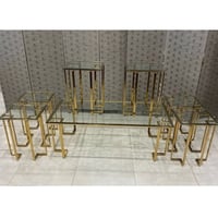 طاولة كنب 6 + 1 زجاج ذهبي