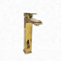 خلاط ديكور مغسلة مربع اسود ذهبي طويل