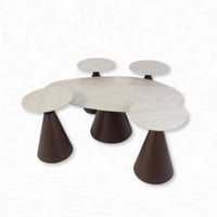 طقم طاولات رخام 5 قطع بيضاوي