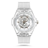 ساعة كاتيرا للرجال بسوار مطاطي وعلبة بلاستيكية شفا...