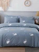 طقم لحاف 3 قطع أزرق/ حوت - 260*230