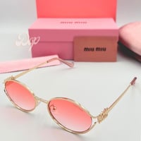 نظارة ميو ميو ذهبي بعدسة وردي مدرج