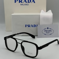 نظارة برادا مربعة أسود كامل بعدسة شفافة