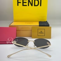 نظارة فيندي ببيضاوية ذهبي عدسة سوداء