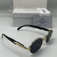 نظارة برادا دائرية باطار ذهبي وعدسة اسود