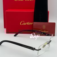 نظارة كارتير خشبي فضي بدون أطار بعدسة شفافة
