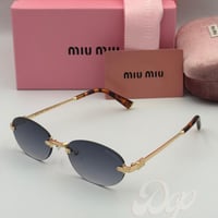 نظارة ميو ميو بيضاوية بدون إطار عدسة أسود مدرج