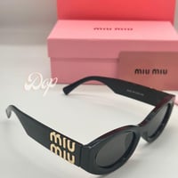 نظارة ميو ميو أسود و ذهبي مستديرة