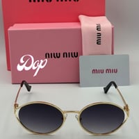 نظارة ميو ميو ذهبي بعدسة سوداء مدرج