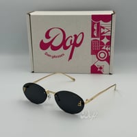 نظارة فيندي ببيضاوية ذهبي عدسة سوداء