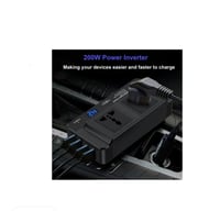 محول الطاقه للسياره بقوة 200w ومعدل 12فولت لون أسو...