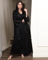 عباية دانتيل مع شيفون