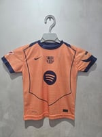 طقم نادي برشلونة 2026 برتقالي رقم 10 اطفال شبابي