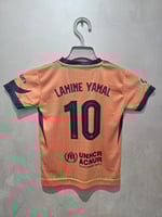 طقم نادي برشلونة 2026 برتقالي رقم 10 اطفال شبابي