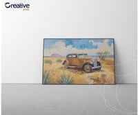 لوحة حائط كانفس بإطار او بدون إطار تراثية لسيارة ق...