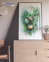 لوحة حائط كانفس بإطار او بدون إطار لطيور تغرد على...