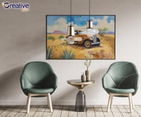 لوحة حائط كانفس بإطار او بدون إطار تراثية لسيارة ق...