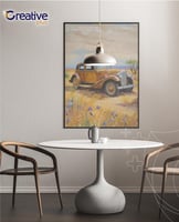 لوحة حائط كانفس بإطار او بدون إطار تراثية لسيارة ق...