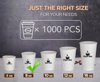 اكواب ورقية دبل أبيض 8 اونص بدون غطاء (1000 حبة) م...