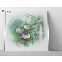 لوحة حائط كانفس بإطار او بدون إطار لطيور تغرد على...