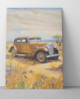 لوحة حائط كانفس بإطار او بدون إطار تراثية لسيارة ق...