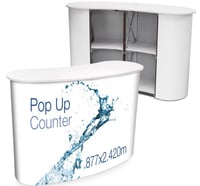 طاولة بوب اب منحنية مع طباعة عالية الدقة