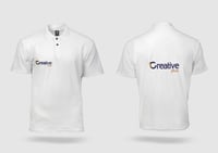 تي شيرت بولو مع طباعة اللوجو وجهين لون ابيص