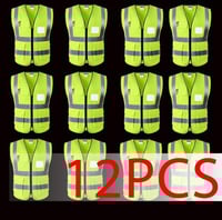12 حبة سترة سلامة عاكسة بجيوب مع طباعة لوجو الشركة...