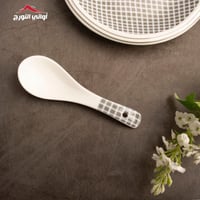 ملعقة سيراميك صغيره رسم كاروهات رمادي و أزرق