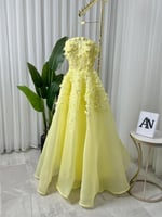 فستان ليموني بتطريز فاخر