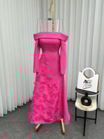 فستان ميدي فوشي مزين بورود