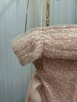 فستان سهرة انيق عاري الكتف