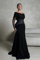 فستان سهرة ناعم عاري الكتف