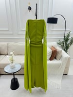 فستان سهرة اخضر مميز بتطريز